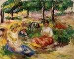 Ренуар Три девочки сидят на траве 1897г